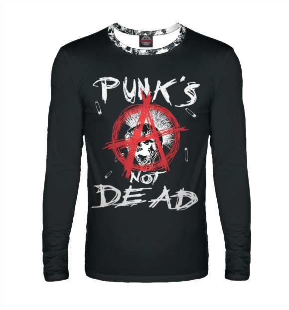 Мужской лонгслив с изображением Punk's Not Dead цвета Белый