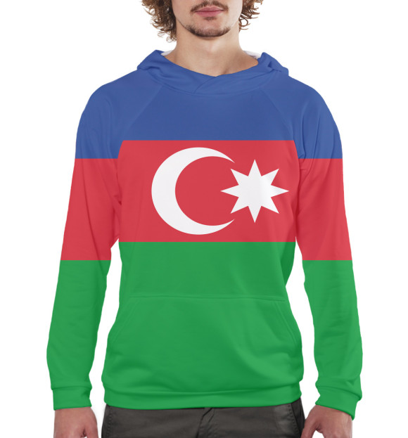 Мужское худи с изображением Азербайджан цвета Белый