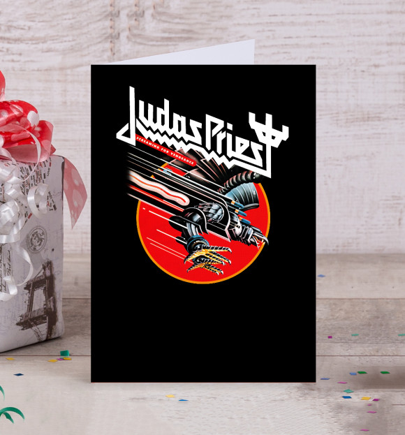 Открытка с изображением Judas Priest цвета Белый