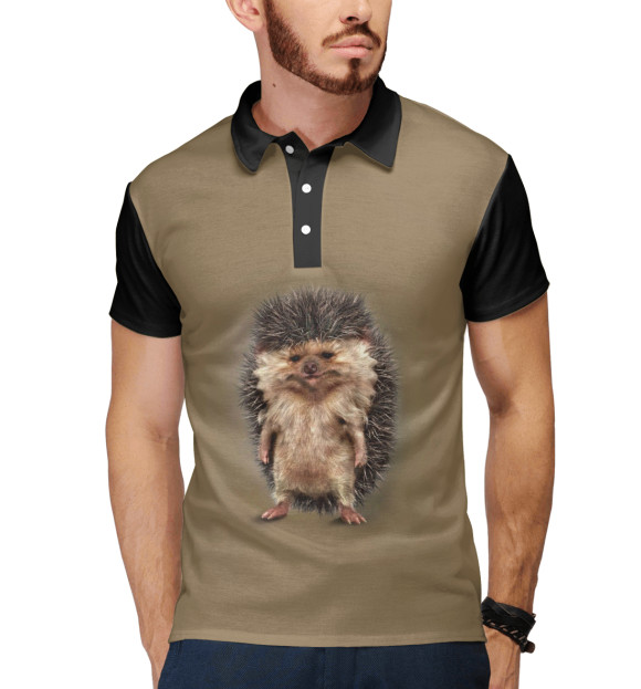 Мужское поло с притом Брутальный Ёжик цвета Белый Мужское поло с изображением Брутальный Ёжик цвета Белый
