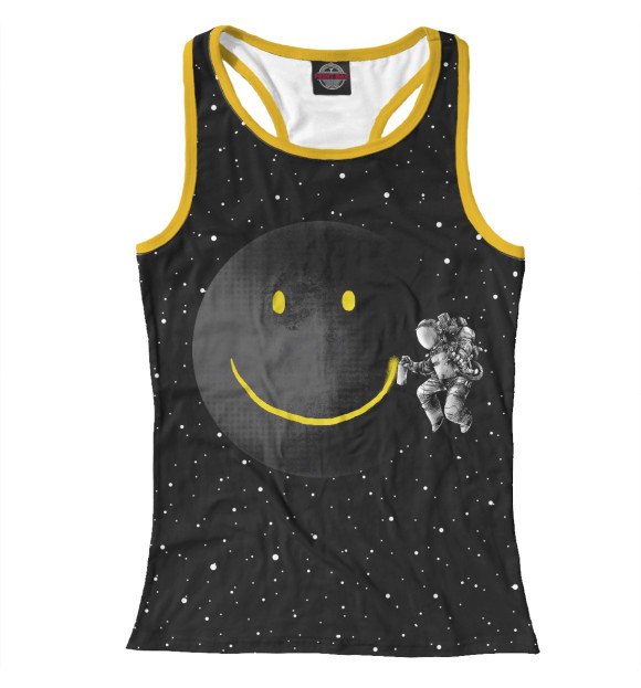 Женская майка-борцовка с изображением Лунная улыбка цвета Белый