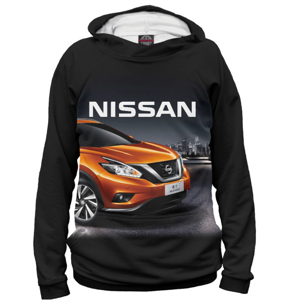Мужское худи с изображением Nissan цвета Белый