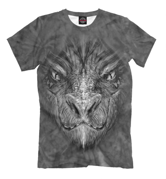 Мужская футболка с изображением Дракон цвета Серый