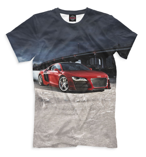 Мужская футболка с изображением Audi R8 цвета Молочно-белый