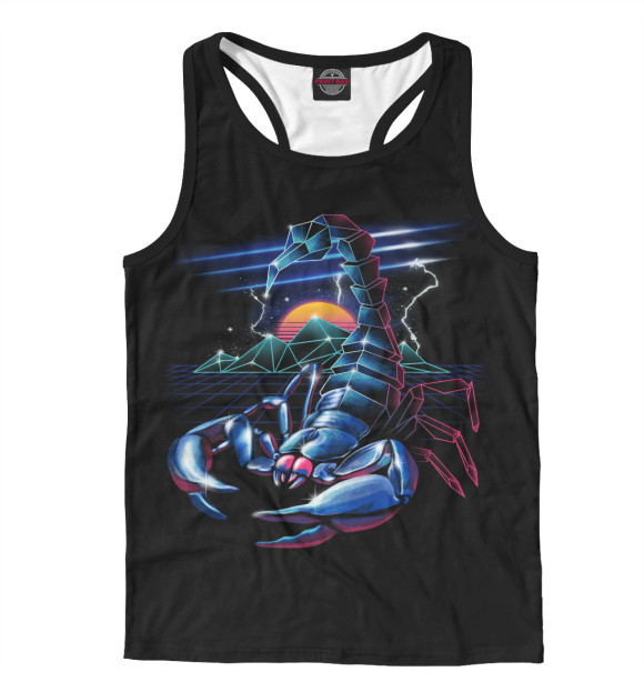 Мужская майка-борцовка с изображением Скорпион цвета Белый