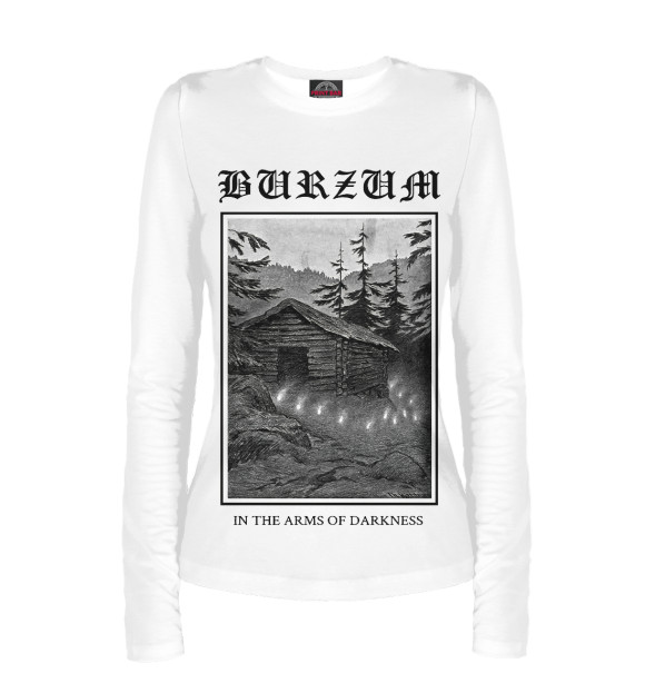 Женский лонгслив с изображением Burzum in arms of darkness цвета Белый