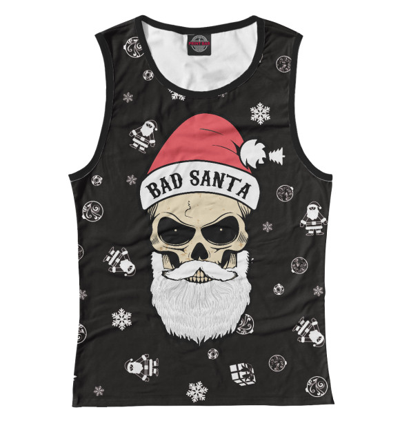 Майка для девочки с изображением Bad Santa цвета Белый