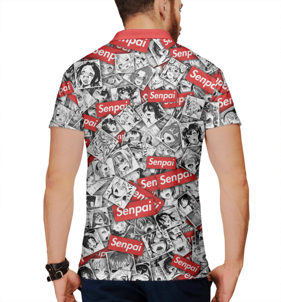 Мужское поло с изображением Senpai ahegao цвета Белый