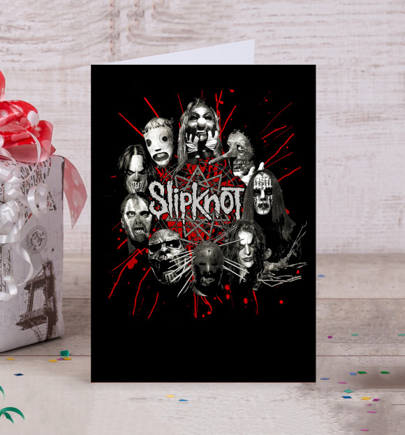 Открытка с притом Slipknot цвета Белый Открытка с изображением Slipknot цвета Белый