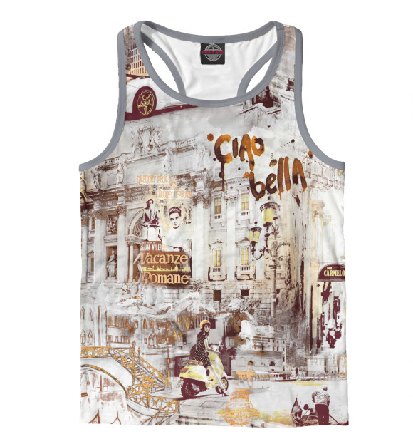 Мужская майка-борцовка с изображением На улицы Европы цвета Белый