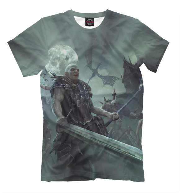 Мужская футболка с изображением Warhammer. Вампир цвета Серый