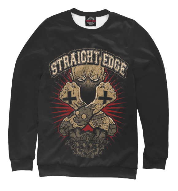 Мужской свитшот с изображением Straight Edge цвета Белый