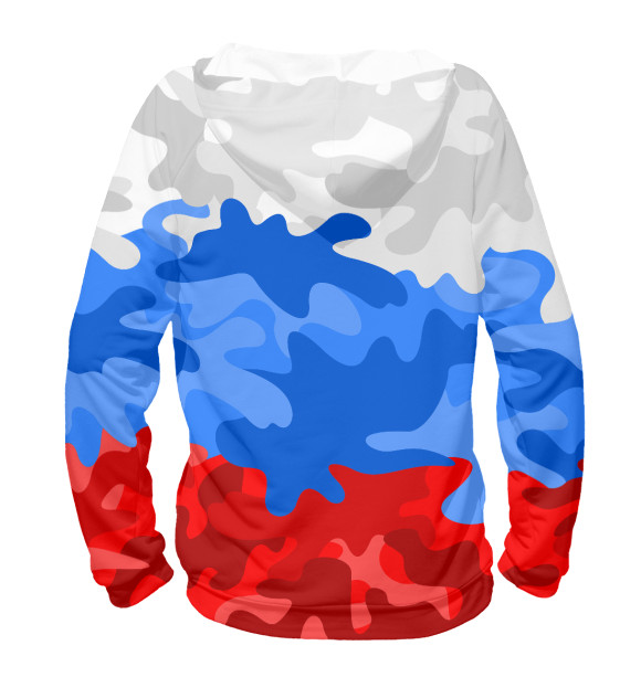 Мужское худи с изображением Камуфлаж флаг России цвета Белый