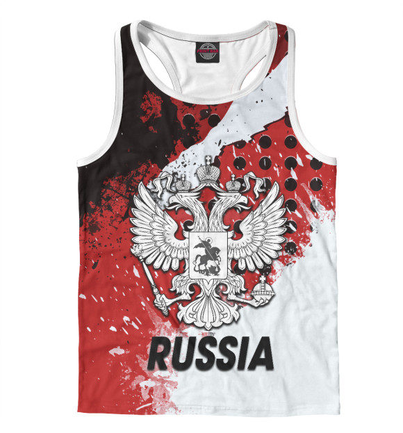 Мужская майка-борцовка с изображением Символика РФ | герб империи цвета Белый