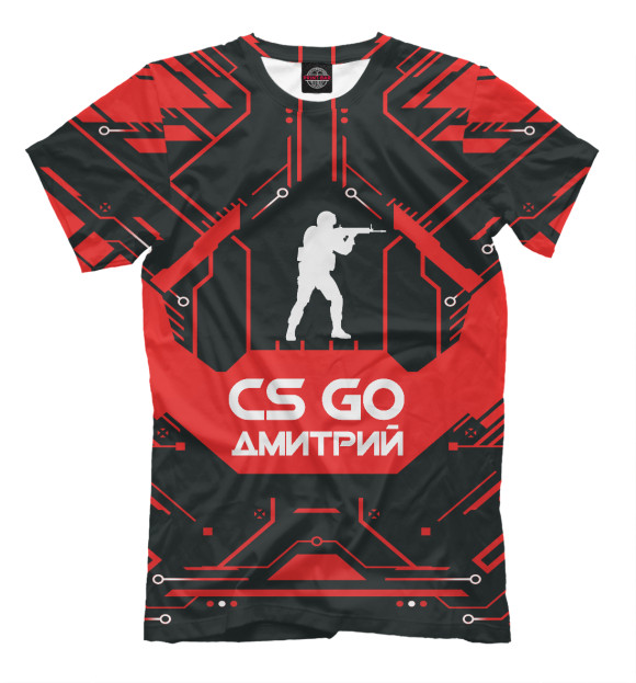 Мужская футболка с изображением Дмитрий в стиле CS GO цвета Черный