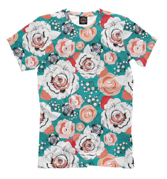 Мужская футболка с изображением Розы цвета Молочно-белый