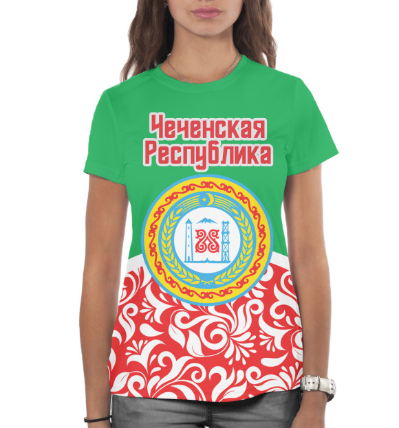 Женская футболка с изображением Чечня цвета Белый