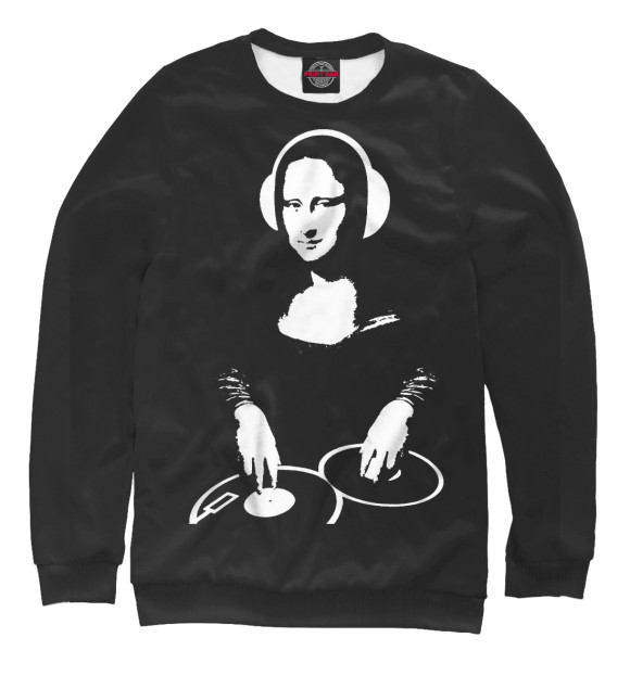 Мужской свитшот с изображением Mona Lisa DJ цвета Белый
