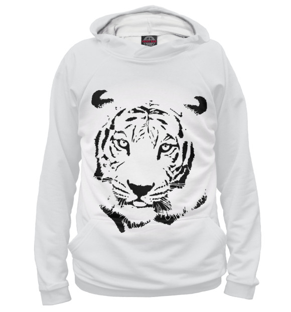 Мужское худи с изображением Тигр цвета Белый