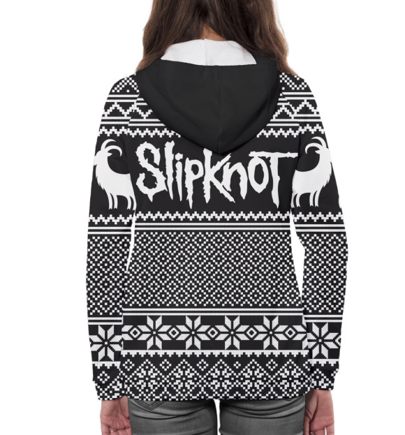 Женское худи с изображением Slipknot цвета Белый