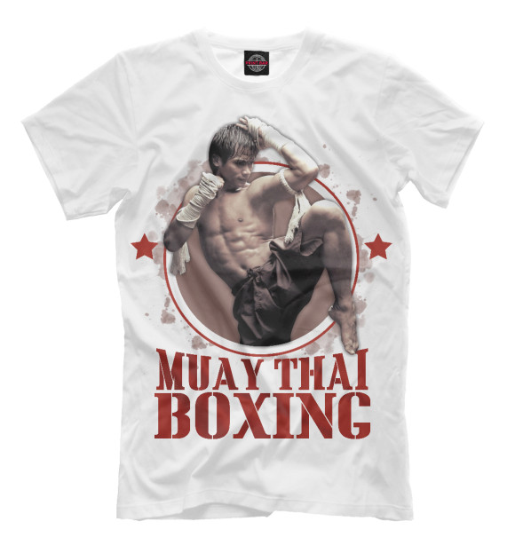 Мужская футболка с изображением Muay Thai Boxing цвета Молочно-белый