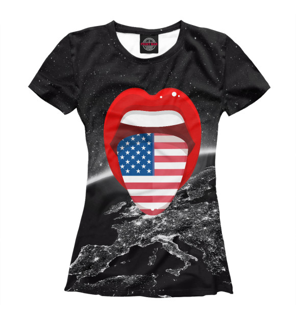 Женская футболка с изображением Америка цвета Белый