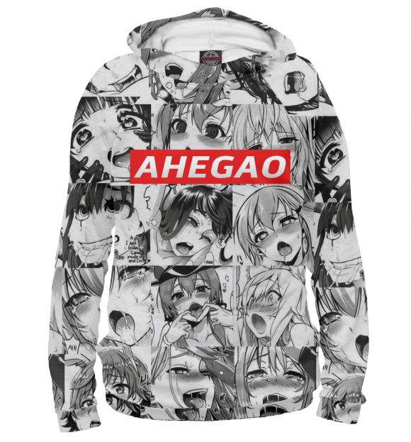 Женское худи с изображением AHEGAO цвета Белый