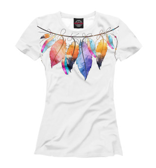 Женская футболка Акварельные перья