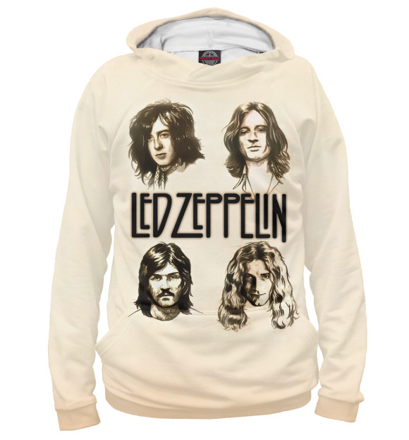 Худи для девочки с изображением Led Zeppelin цвета Белый