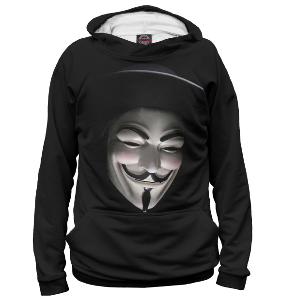 Мужское худи с изображением Гай Фокс цвета Белый