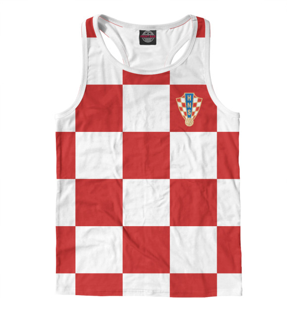 Мужская майка-борцовка с притом Сборная Хорватии 2018 цвета Белый Мужская майка-борцовка с изображением Сборная Хорватии 2018 цвета Белый