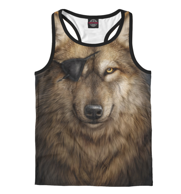 Мужская майка-борцовка с изображением Волк цвета Белый