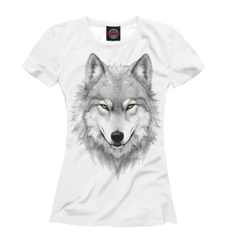 Женская футболка Белый волк c символом жизни