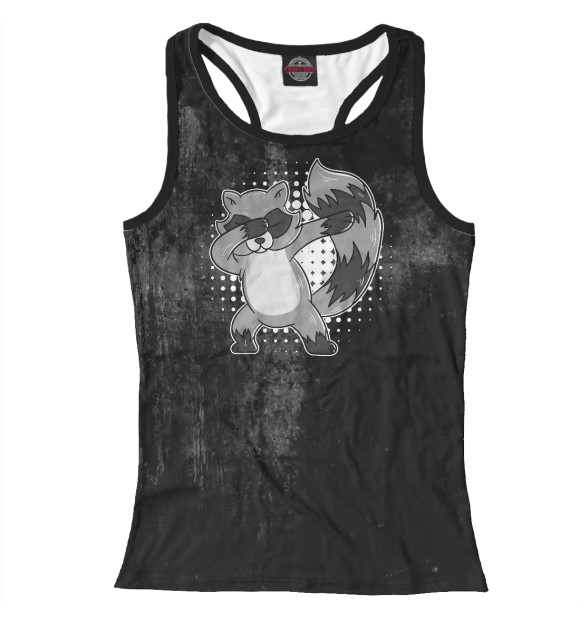 Женская майка-борцовка с изображением Dabbing Raccoon цвета Белый