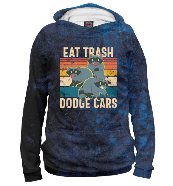 Худи для девочки с изображением Eat Trash Dodge Cars цвета Белый