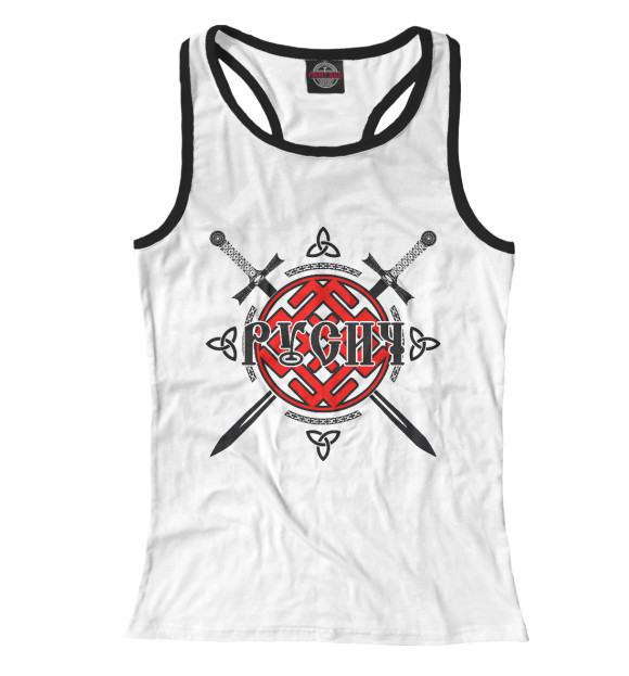 Женская майка-борцовка с изображением Русич цвета Белый