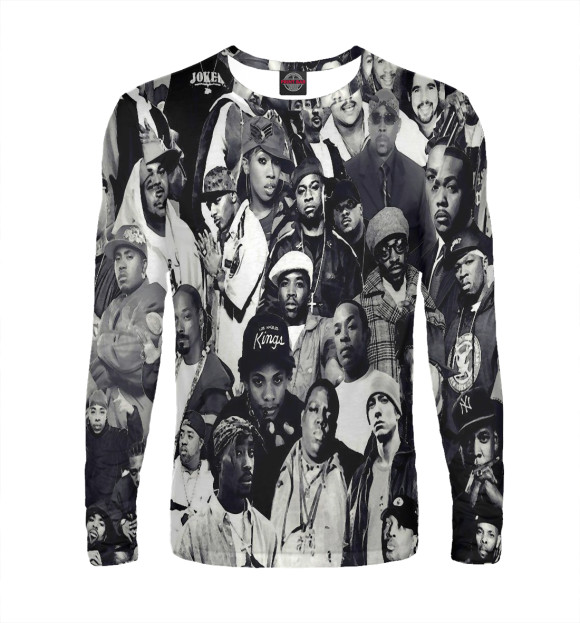 Мужской лонгслив с изображением Рэперы | Зарубежный Рэп цвета Белый