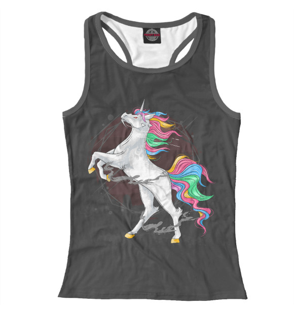 Женская майка-борцовка с изображением Единорог цвета Белый