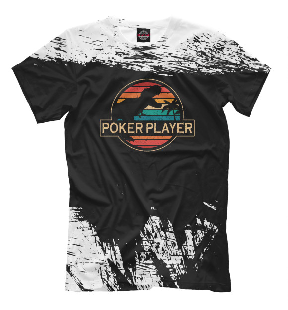 Футболка для мальчиков с изображением Poker Player Dinosaur цвета Белый