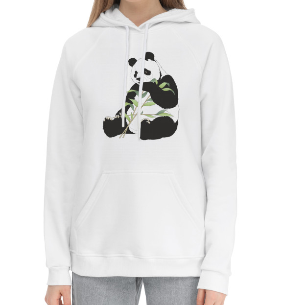 Женский хлопковый худи с изображением Панда цвета Белый