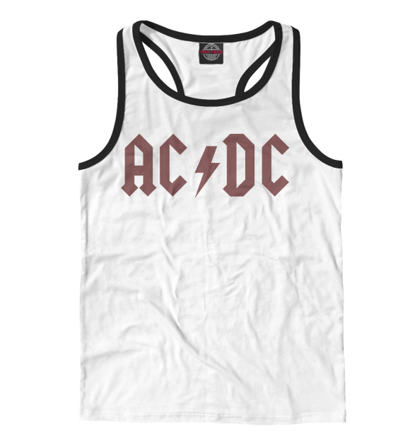 Мужская майка-борцовка с изображением AC/DC цвета Белый