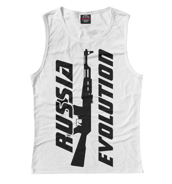 Женская майка с изображением RUSSIAN EVOLUTION цвета Белый