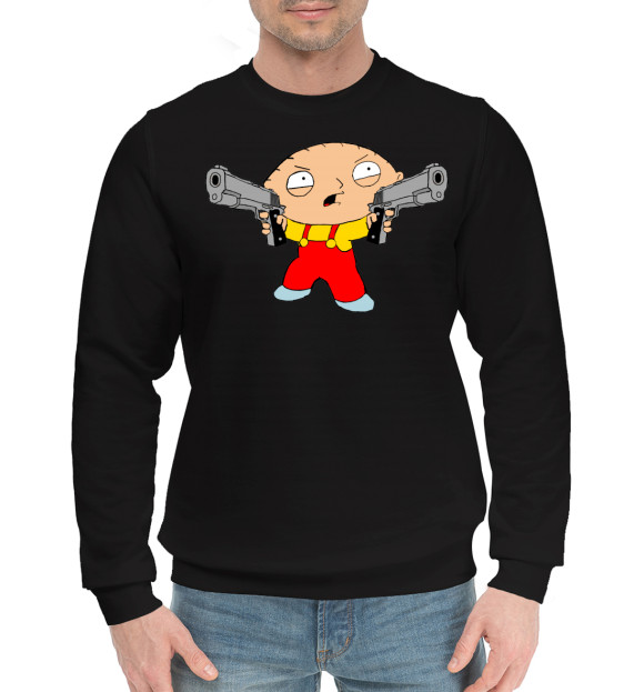 Мужской хлопковый свитшот с изображением Family Guy цвета Черный