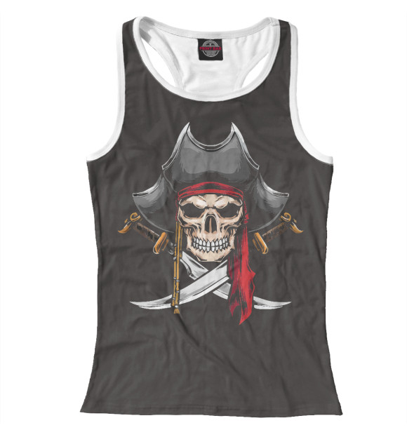 Женская майка-борцовка с изображением Пират цвета Белый