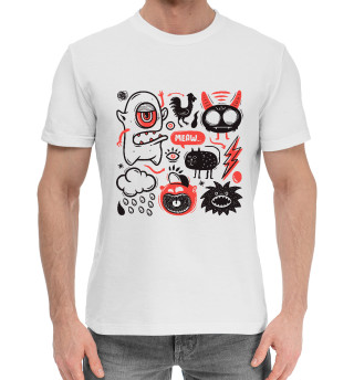 Хлопковая футболка для мальчиков Смешные каракули с набором монстров