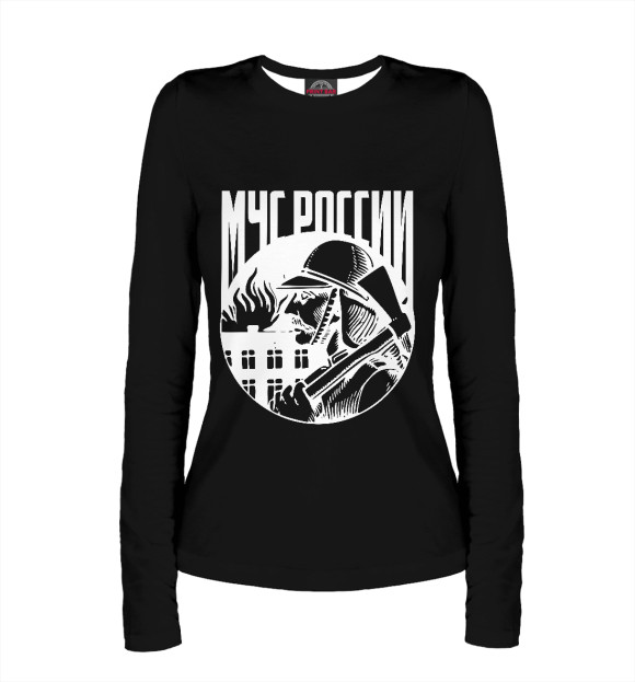 Женский лонгслив с изображением МЧС России цвета Белый