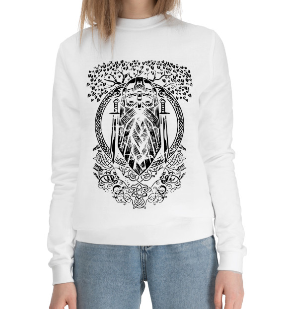 Женский хлопковый свитшот с изображением Воин цвета Белый