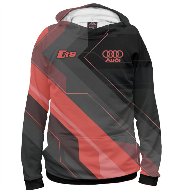 Мужское худи с изображением Audi RS цвета Белый