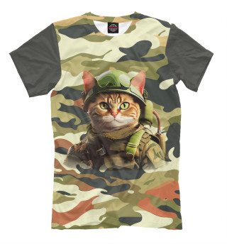 Мужская футболка Кот военный