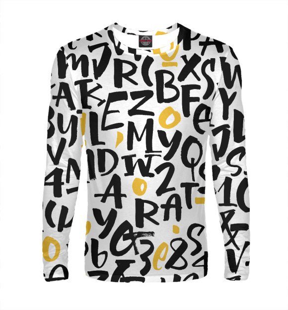 Мужской лонгслив с изображением Шрифтофон цвета Белый